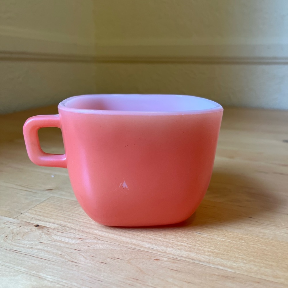 Vintage Glasbake Square Mug in Coral